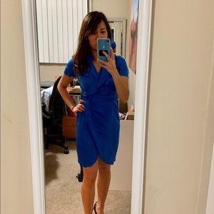 BR royal blue faux wrap dress